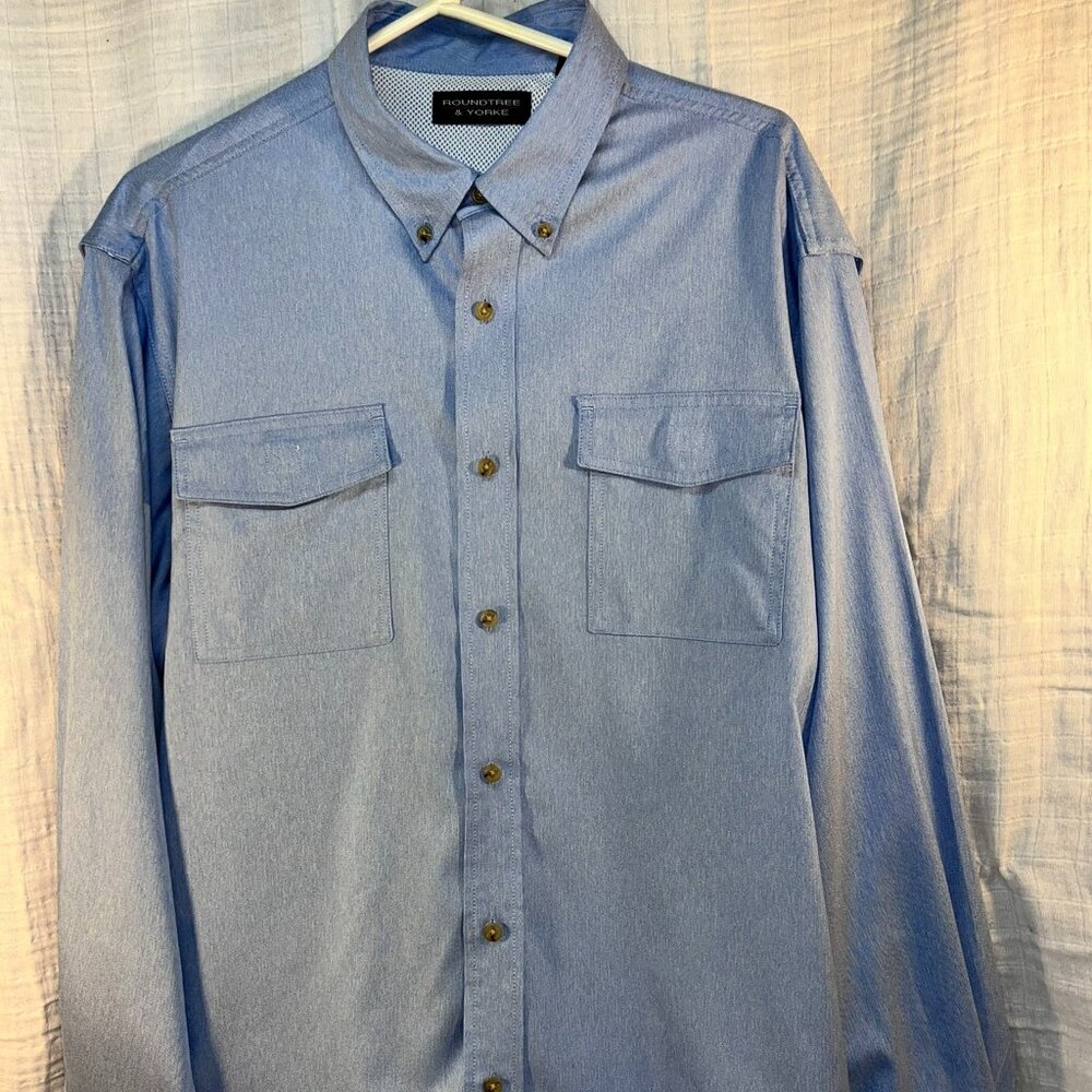 Roundtree & Yorke Mens Size XLarge Long-Sleeve Blue Oxford - PERFECT CONDITION!